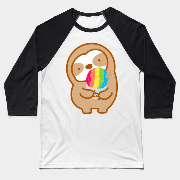 Cute Hawaiian Shave Ice Sloth Baseball T-Shirt by theslothinme